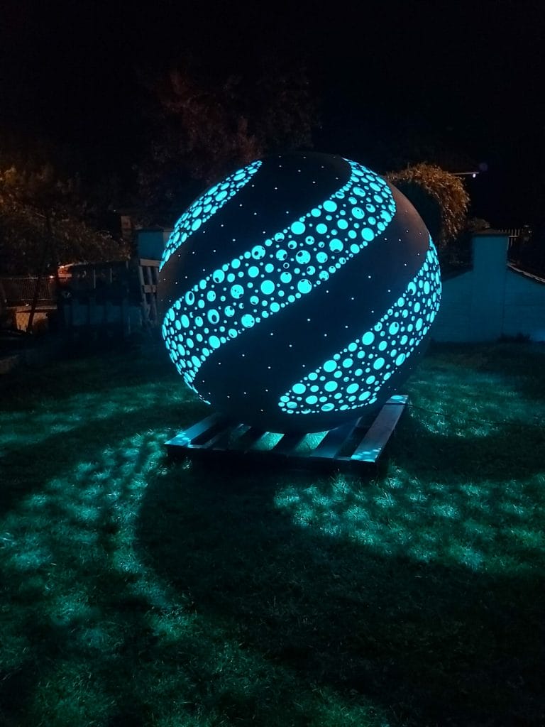 Magic Sphere at night with blue light - Svaja