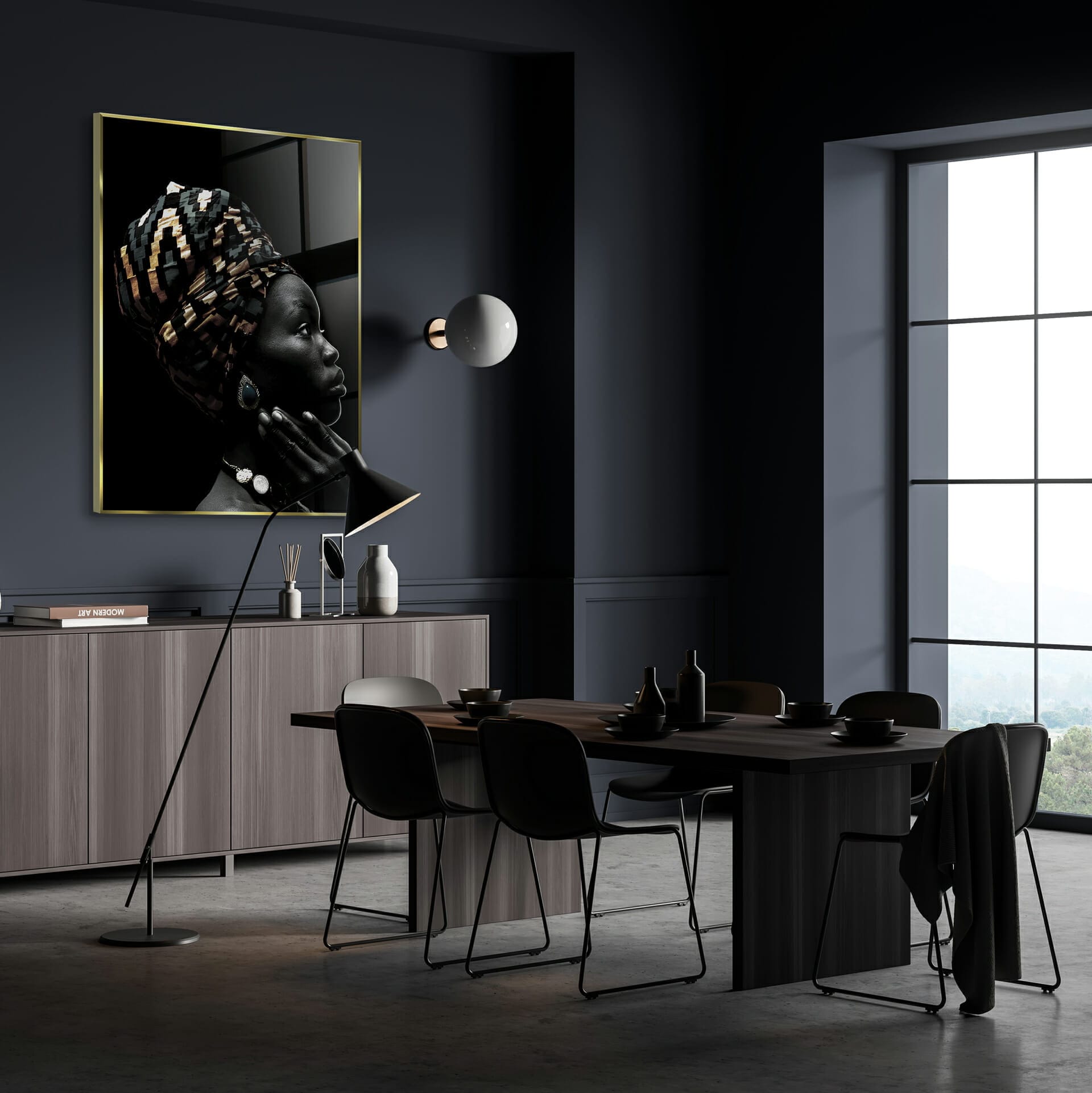 African Jewel Painting hanging on a wall in a luxury living room - Framed Art Painting - Svaja