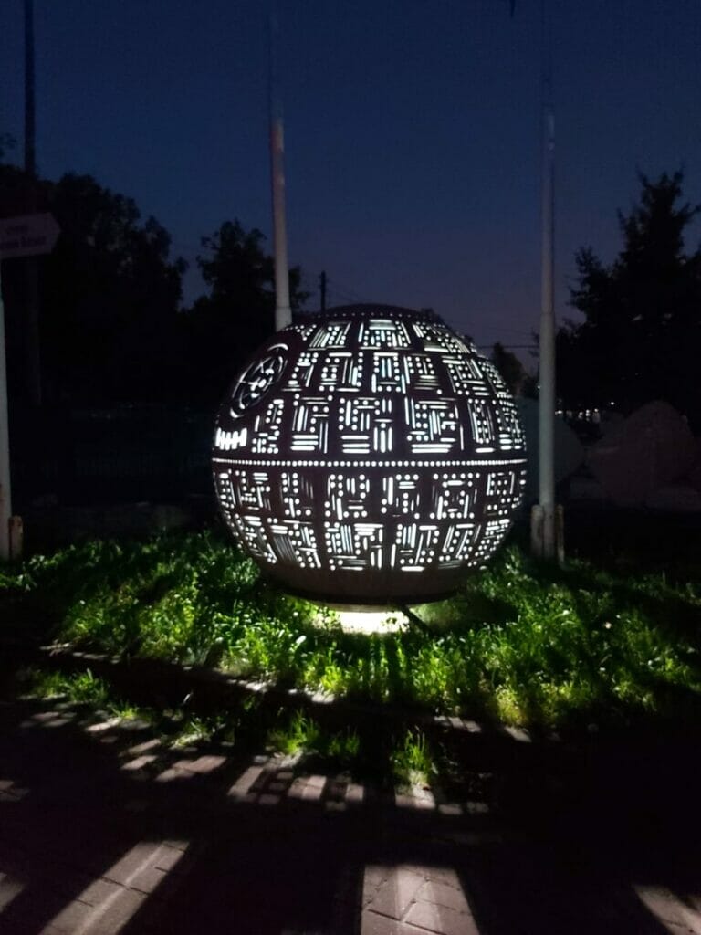 Magic Sphere at night with yellow light - Svaja