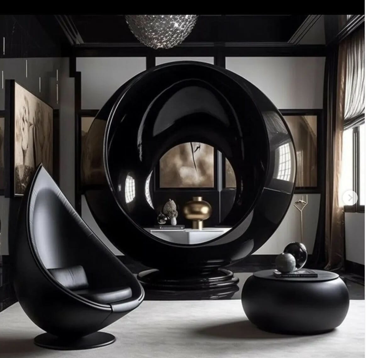 Black interior design sculpture - Partnership - Svaja